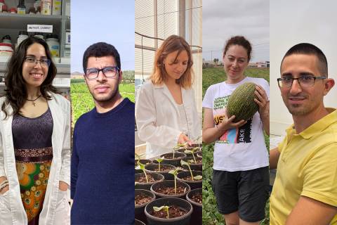 Los cinco doctorandos premiados: Jessica Cuartero, Abdelmalek Temnani, Pilar Rabadán, Irene Ollio y Alberto Gila.